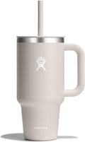 Hydro Flask 32 Oz Travel Tumbler in Oat Tan - Insulated with Handle