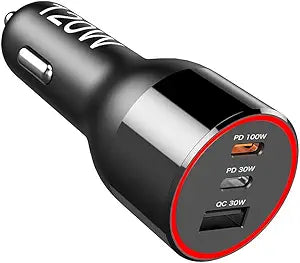 120W USB C Car Charger with 3 Ports for Fast Charging Devices