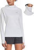 Women's Long Sleeve Rash Guard with Face Cover - UPF 50+ Sun Hoodie