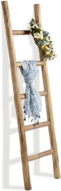 Fully Assembled 57in Wood Blanket Ladder - Rustic Leaning Rack