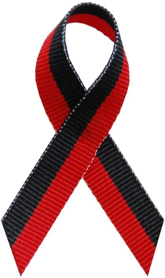 Support USA 250 Red & Black Bi-Stripe Awareness Ribbons with Pins