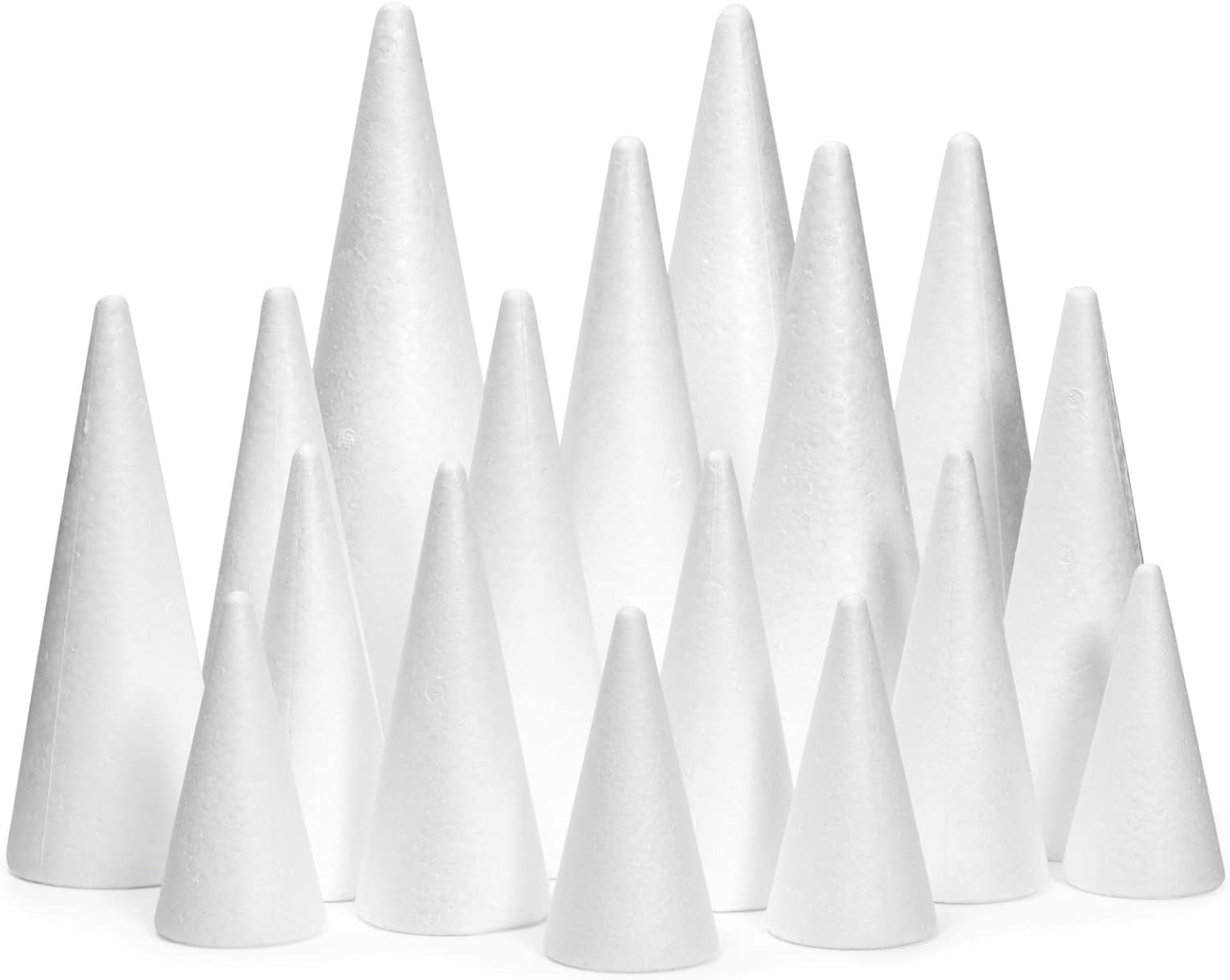 Foam Cones for Crafts - Versatile 18-Pack for DIY Projects