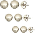 14K Solid Gold Ball Stud Earrings 3-Pair Pack - Classic Daily Set