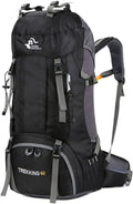 60L Waterproof Hiking Camping Backpack with Rain Cover - Large Daypack