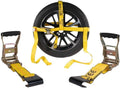 2 in x 10 ft Yellow Side Mount Wheel Tie Down Strap - Heavy Duty