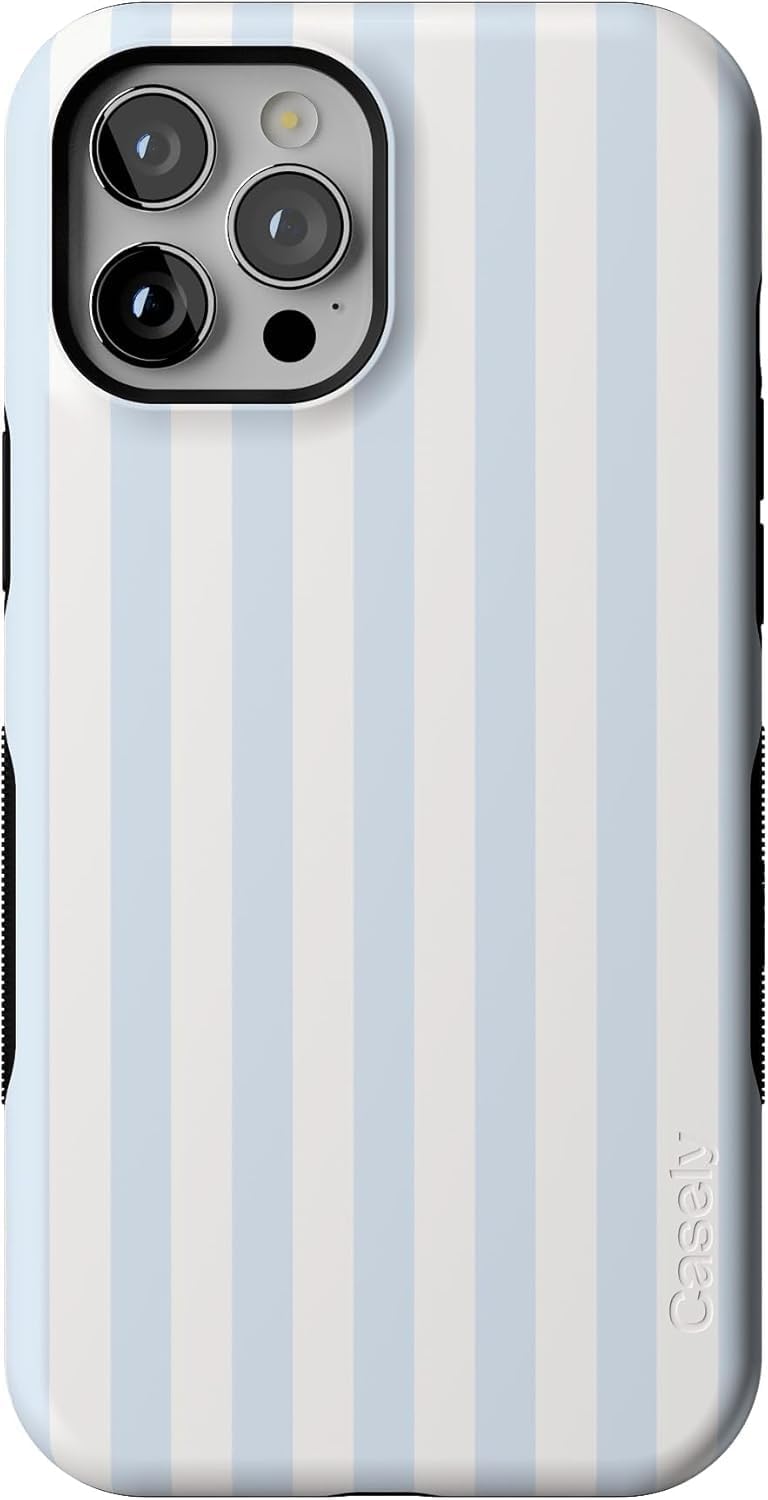 Bold Protective iPhone 12 Pro Max Case with Blue Stripes Design