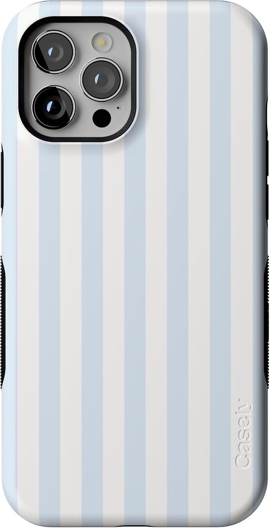 Bold Protective iPhone 12 Pro Max Case with Blue Stripes Design