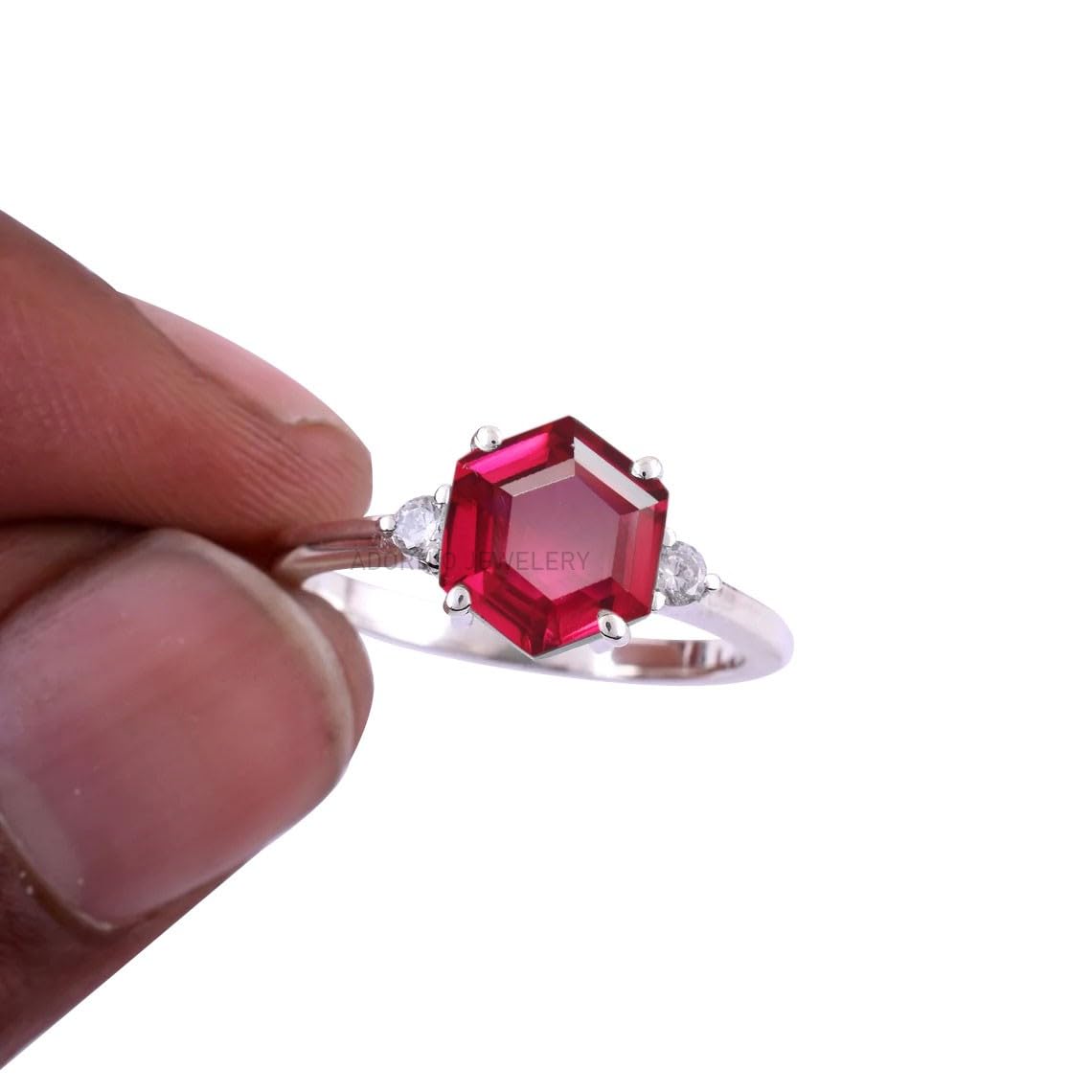925 Sterling Silver Ring with Ruby Simulated Diamond for Women
