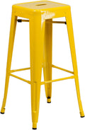 30 in High Backless Yellow Metal Barstool - Industrial Stackable Stool