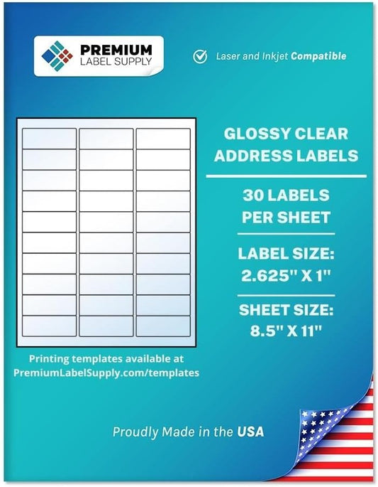 300 High-Quality Clear Address Labels for Laser/Inkjet - Premium Glossy Finish