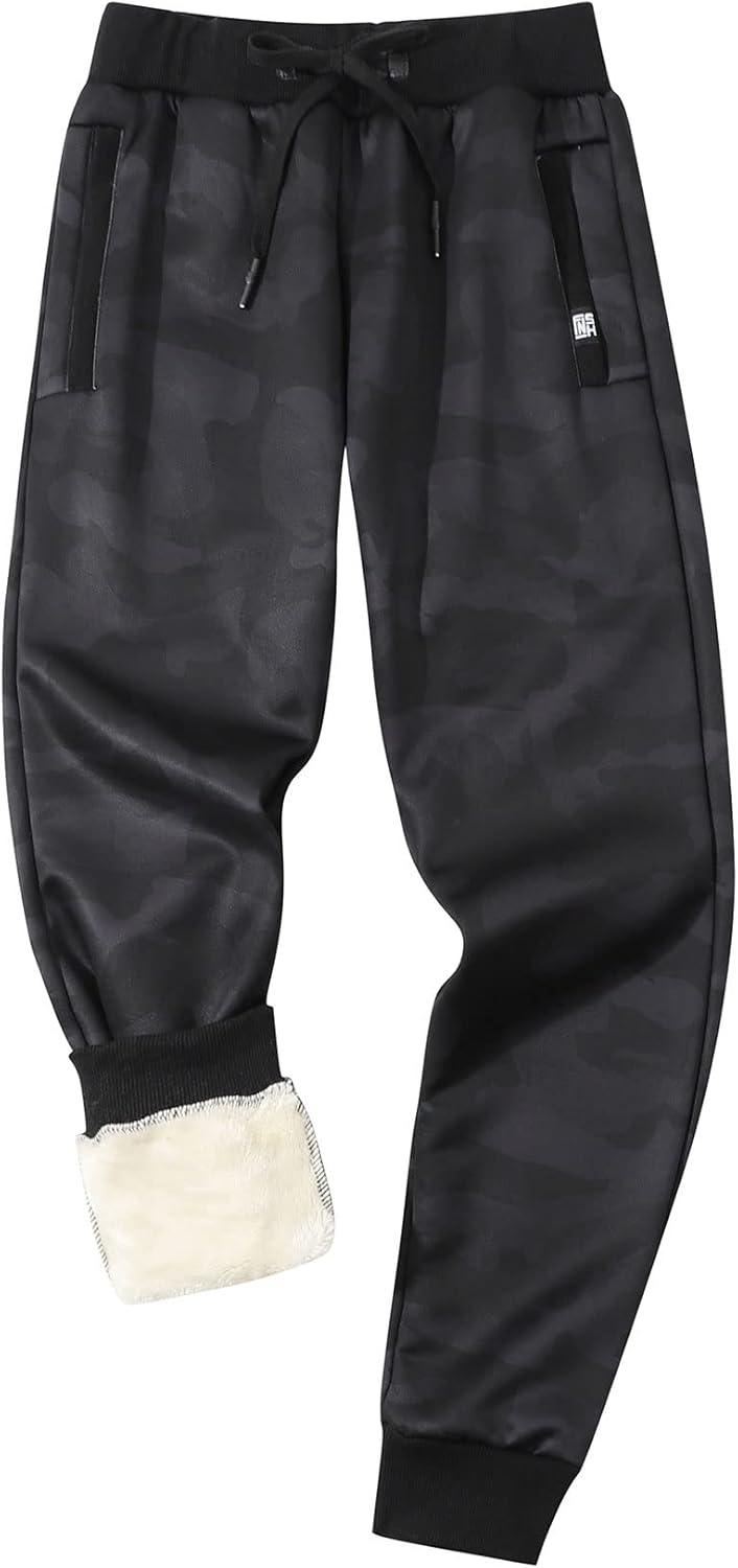 Gihuo Men's Sherpa Lined Athletic Sweatpants for Winter Warmth
