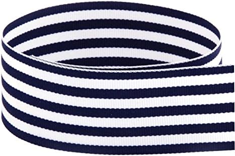 Navy & White Monarch Striped Grosgrain Ribbon - 100 Yards