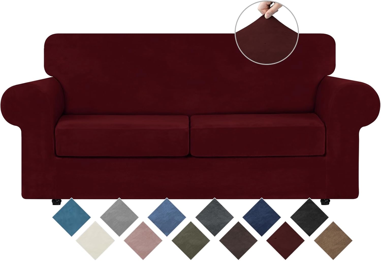 Luxurious Velvet Couch Covers for 2 Cushion Sofa Protection
