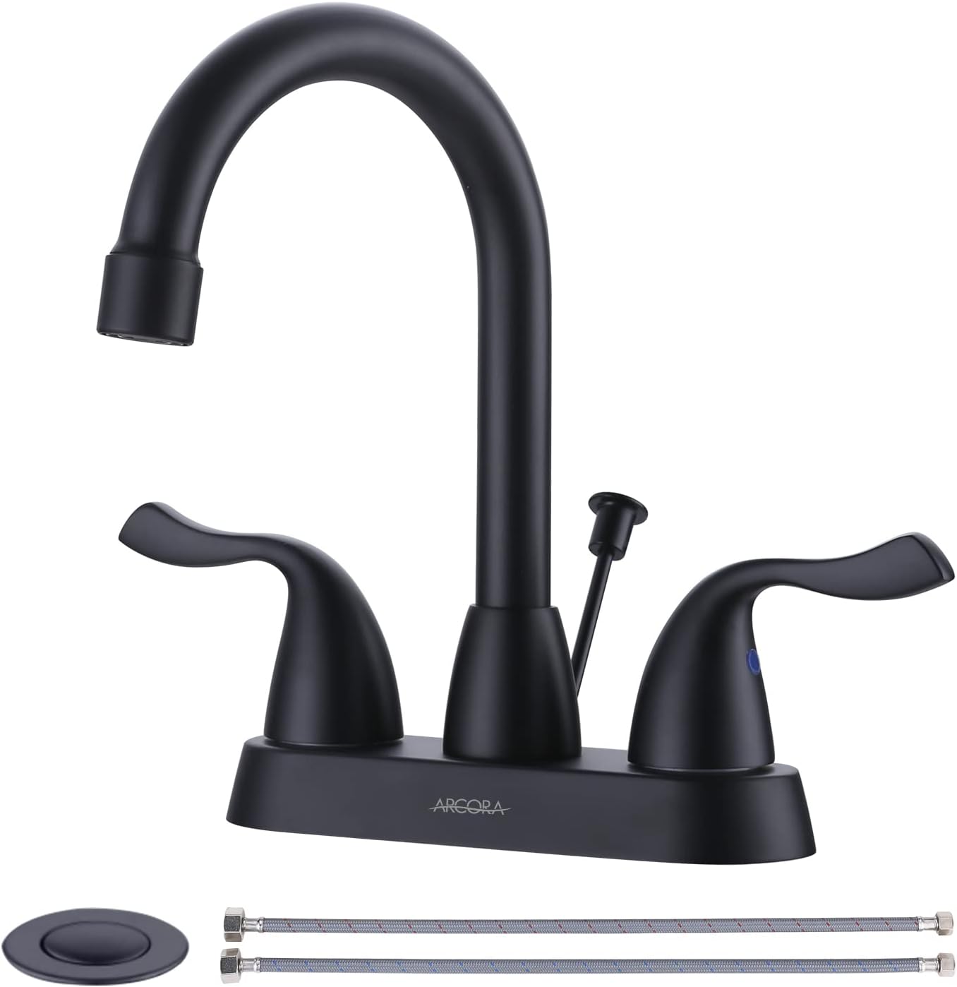 ARCORA Matte Black Bathroom Faucet with 360 Rotating Spout