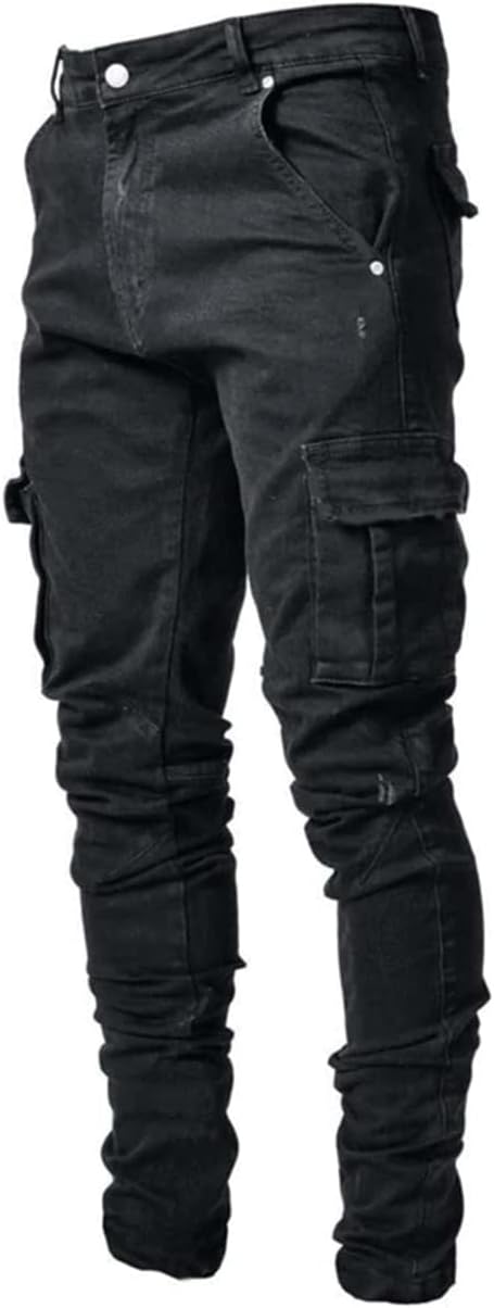 HUNGSON Men's Slim Fit Stretch Ripped Skinny Jeans for Comfort