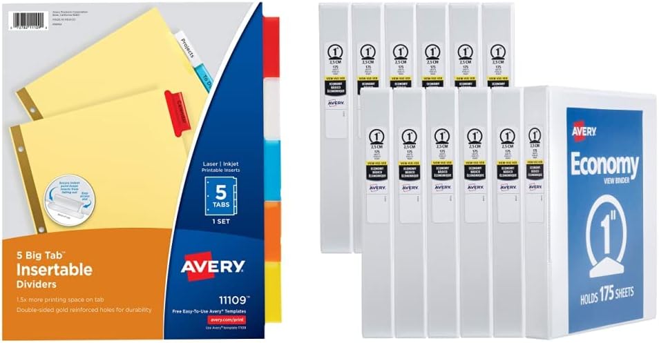Avery Big Tab Insertable Dividers and Economy View Binders Set