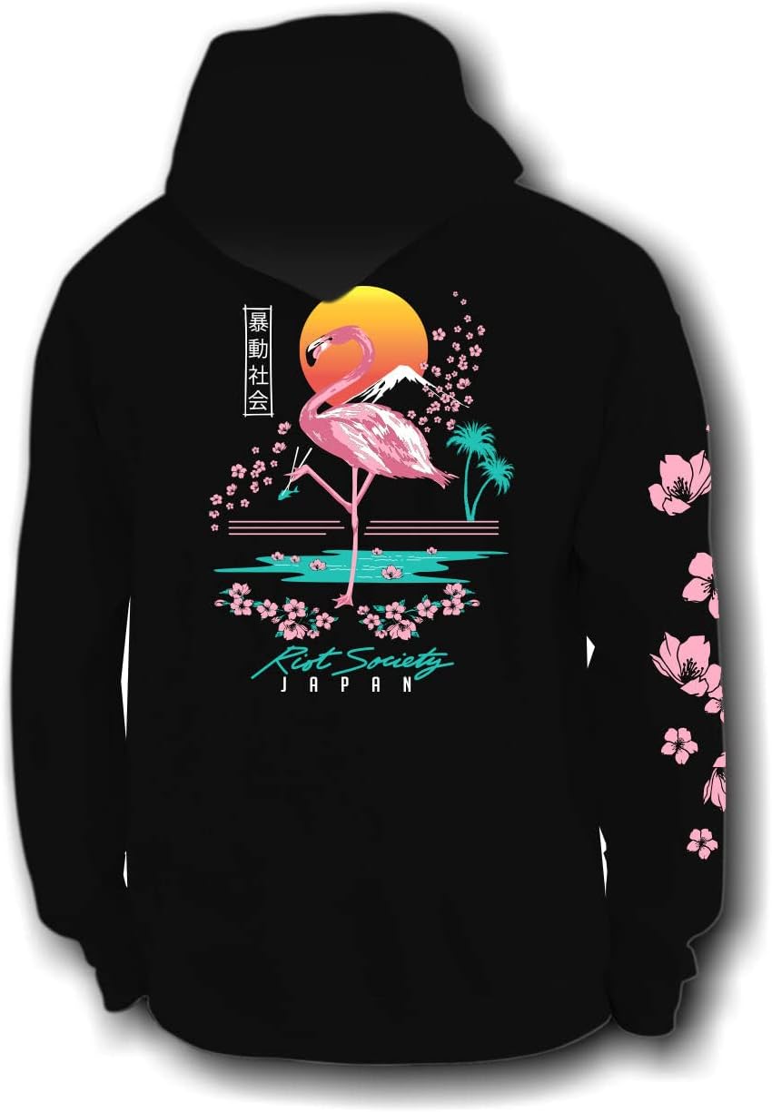 Riot Society Men's Graphic Hoodie with Flamingo Design