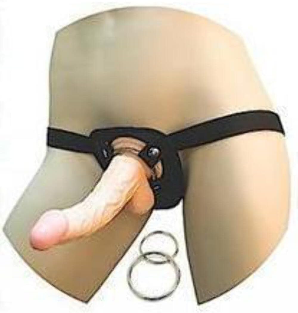Real Skin Whoppers Dong with Universal Harness Flesh Dildo 8 in