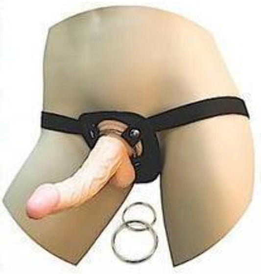 Real Skin Whoppers Dong with Universal Harness Flesh Dildo 8 in