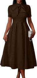 Women's Elegant Casual Short Sleeve A-Line Dress with Pockets - Fit