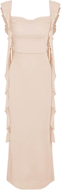 CIDER Formal Dresses for Women Maxi Mesh Ruffle Dress 2025