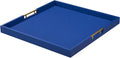 20x20 in Extra Large Blue Faux Leather Wrapped Wood Ottoman Tray