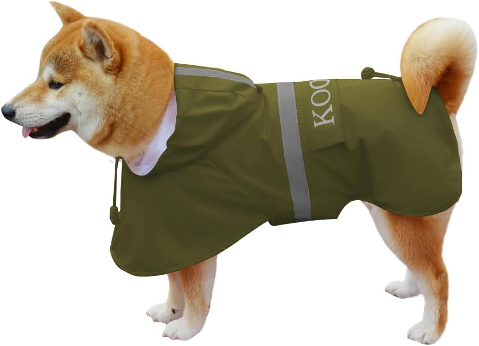 Green Waterproof Raincoat for Small Dogs, Adjustable & Safe