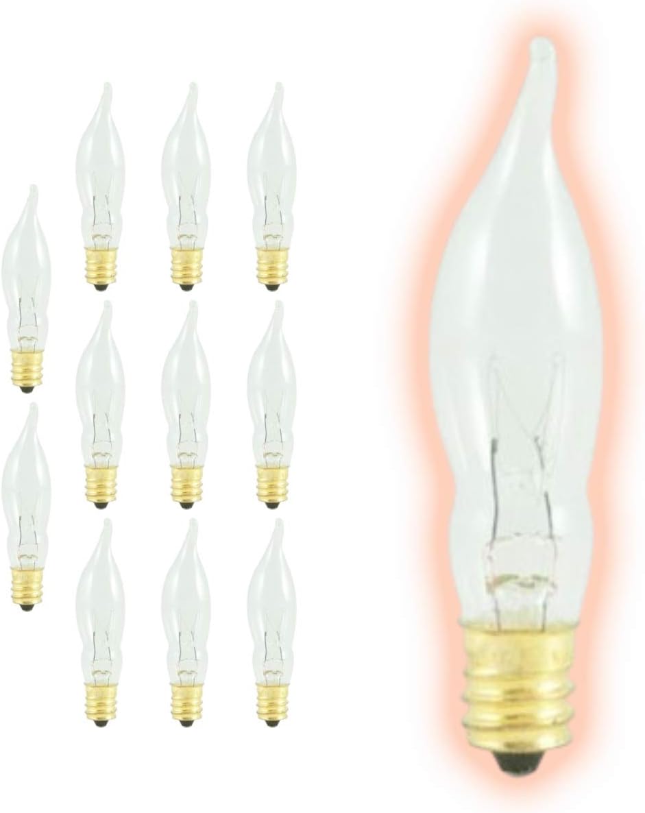 7 Watt Flame Tip Candelabra Light Bulbs for Decorative Lighting