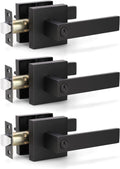KNOBWELL Privacy Door Handles 3 Pack Matte Black - Modern Interior