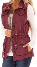 Women's Casual Military Utility Vest - Lightweight Cotton Blend