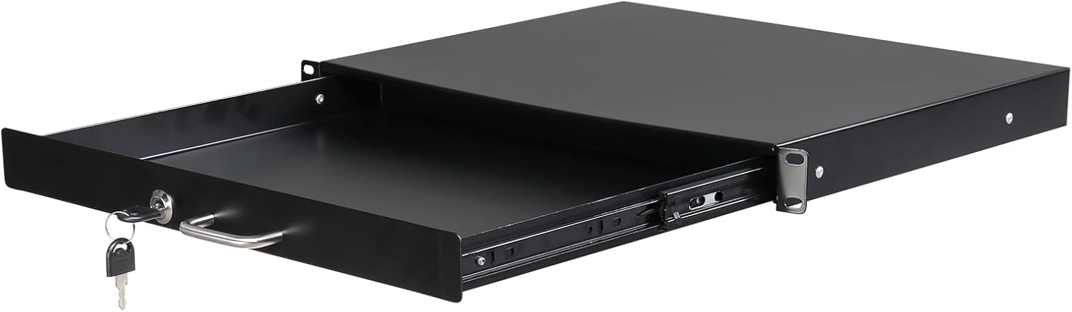 Ktaxon 1U Rack Drawer DJ Locking Drawer for Secure Storage