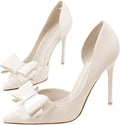 Womens Bow Stiletto Pumps Pointed Toe 3.74 in Heel - Dress Shoes