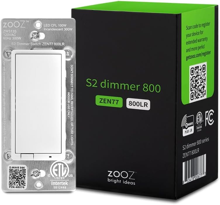 Zooz 800 Series Z-Wave Long Range Dimmer Switch for Smart Homes