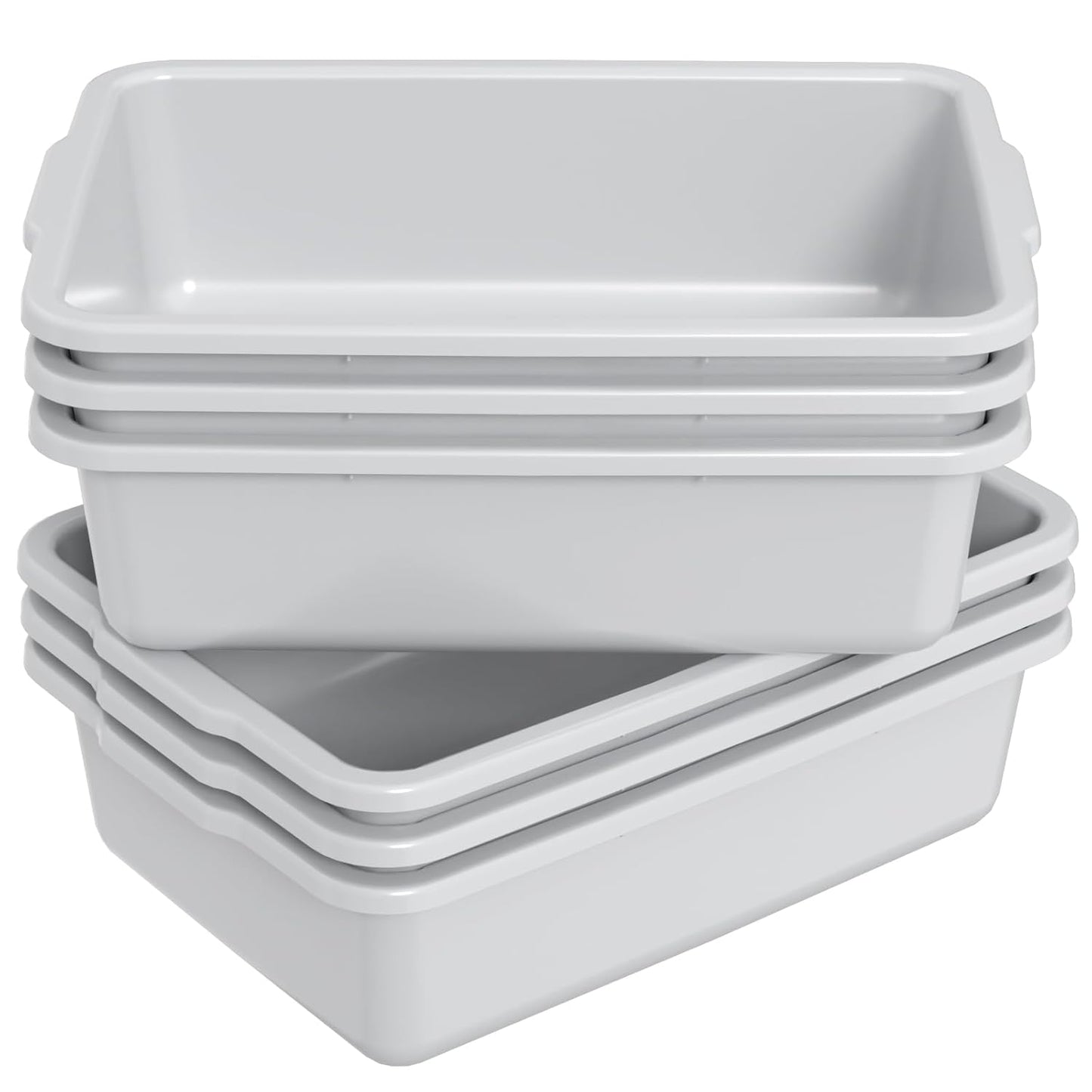 6 Packs 24 L Plastic Bus Tubs for Commercial Use in Gray