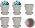 Grey Terracotta & Clay Pots with Saucer - 6 Pack 5 in Planters