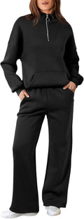 Aleumdr Womens 2 Piece Outfits Matching Sweat Sets - Cozy Wide Leg