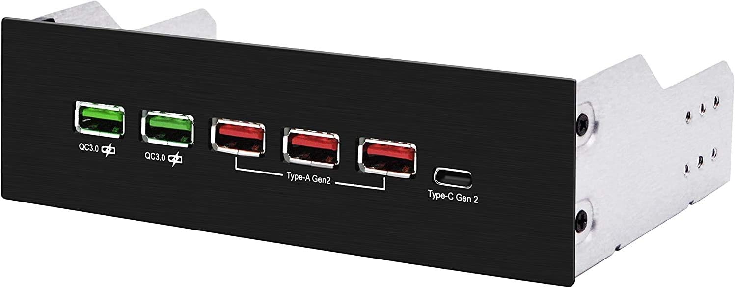 EZDIY-FAB 5.25in USB 3.1 Hub with QC 3.0 Quick Charging Ports