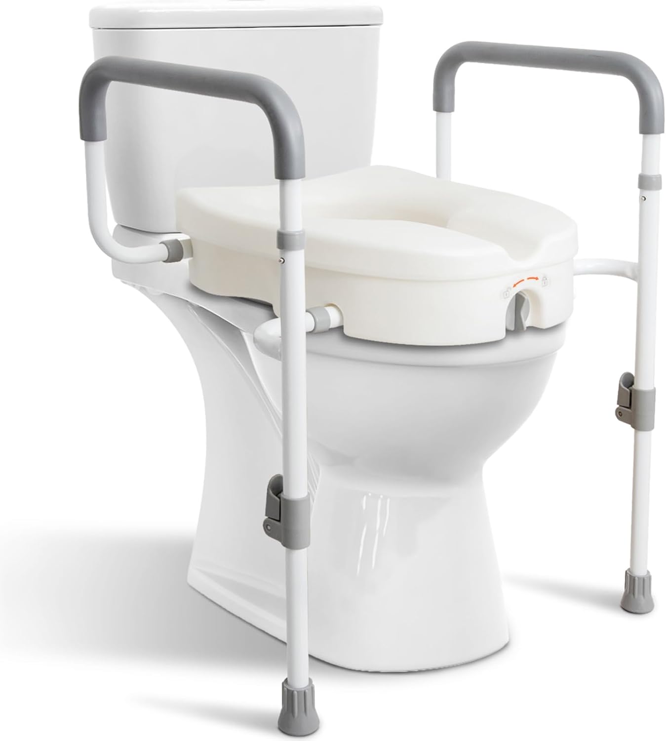 Raised Toilet Seat with Handles for Elderly - Safety Seat Risers