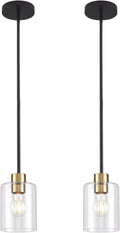 Black Brass Pendant Lights for Kitchen Island with Clear Glass