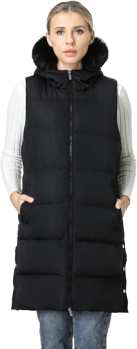 MOERDENG Women's Waterproof Long Puffer Vest for Winter Style