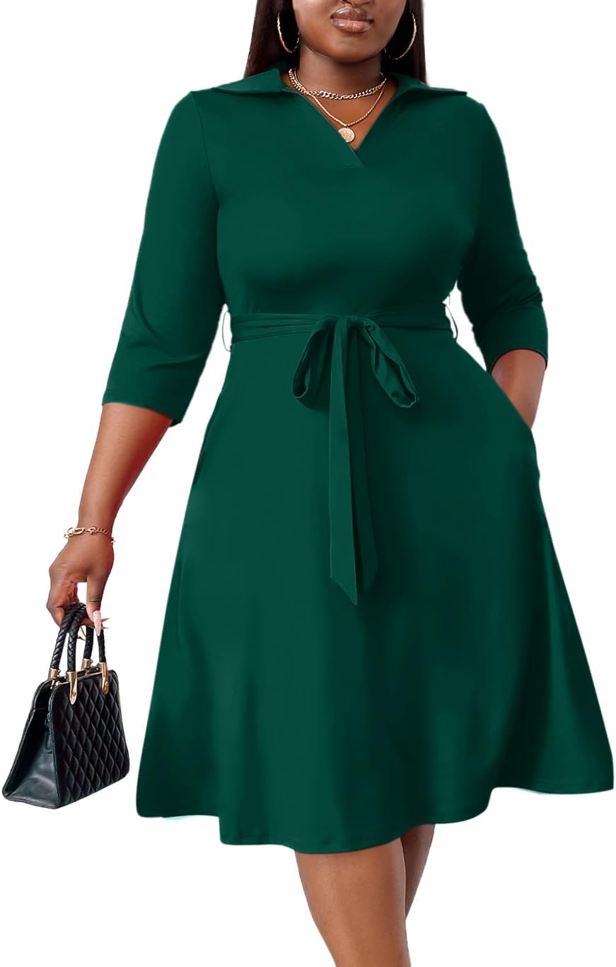 Plus Size Midi Dress for Women - Elegant Summer Cocktail Wear