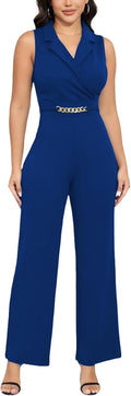 DeftSharp Women's Sexy Cocktail Jumpsuit - Deep V High Waist Fit