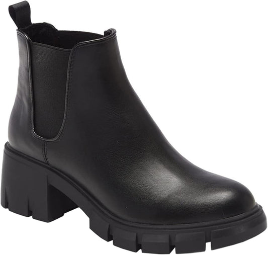 Juliet Holy Womens Chunky Block Heel Chelsea Ankle Booties