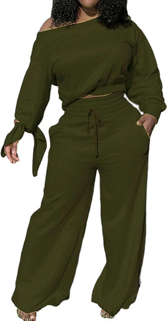Casual 2 Piece Outfits for Women - Sexy Long Sleeve Sweatsuit