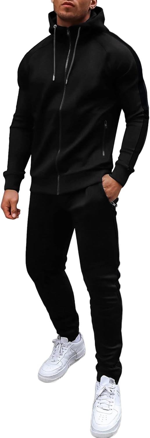 Stylish Tracksuit for Men with Zipper Pockets - Full Zip Hoodie