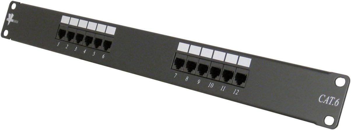 Vertical Cable Cat6 12 Port 19in Horizontal Rackmount Patch Panel