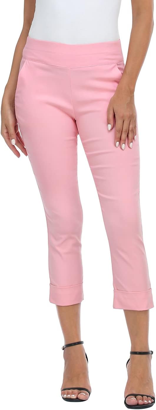 HDE Pull On Capri Pants for Women with Pockets and Style