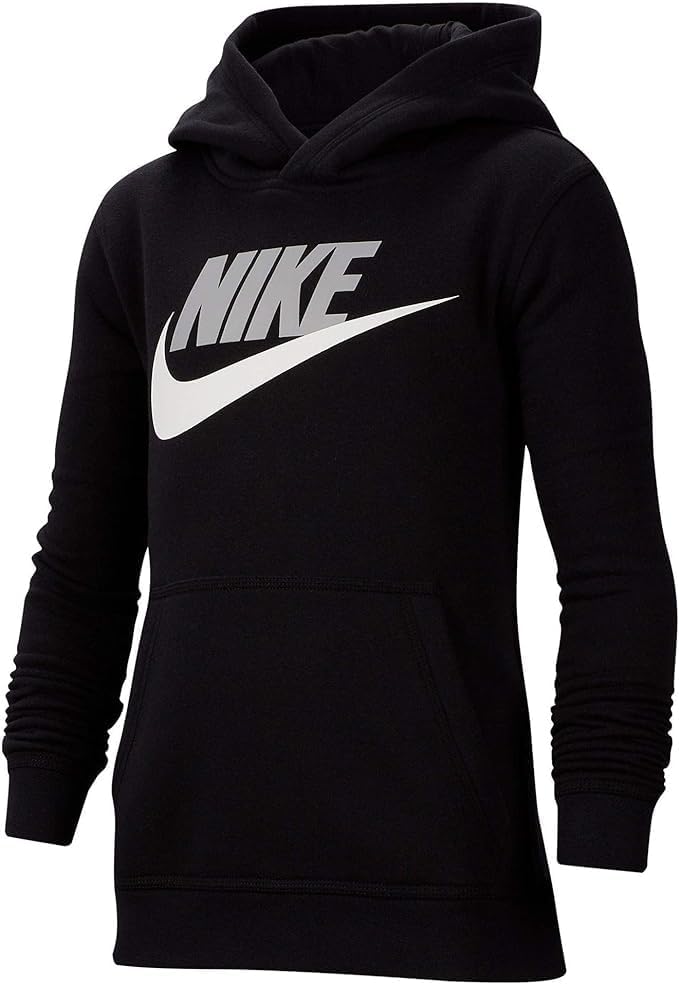 Nike Boys Hbr Club Fleece Hoodie, 7 - Black/Smoke Grey
