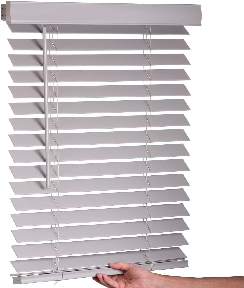 Faux Wood Blinds by Lotus & Windoware - Light Gray 22in x 60