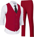 Wehilion Men's 2-Piece Vest and Pants Slim Fit Casual Suit - Versatile